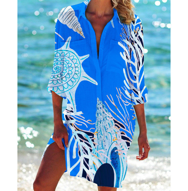 Blusão Estampado Coral e Conchas