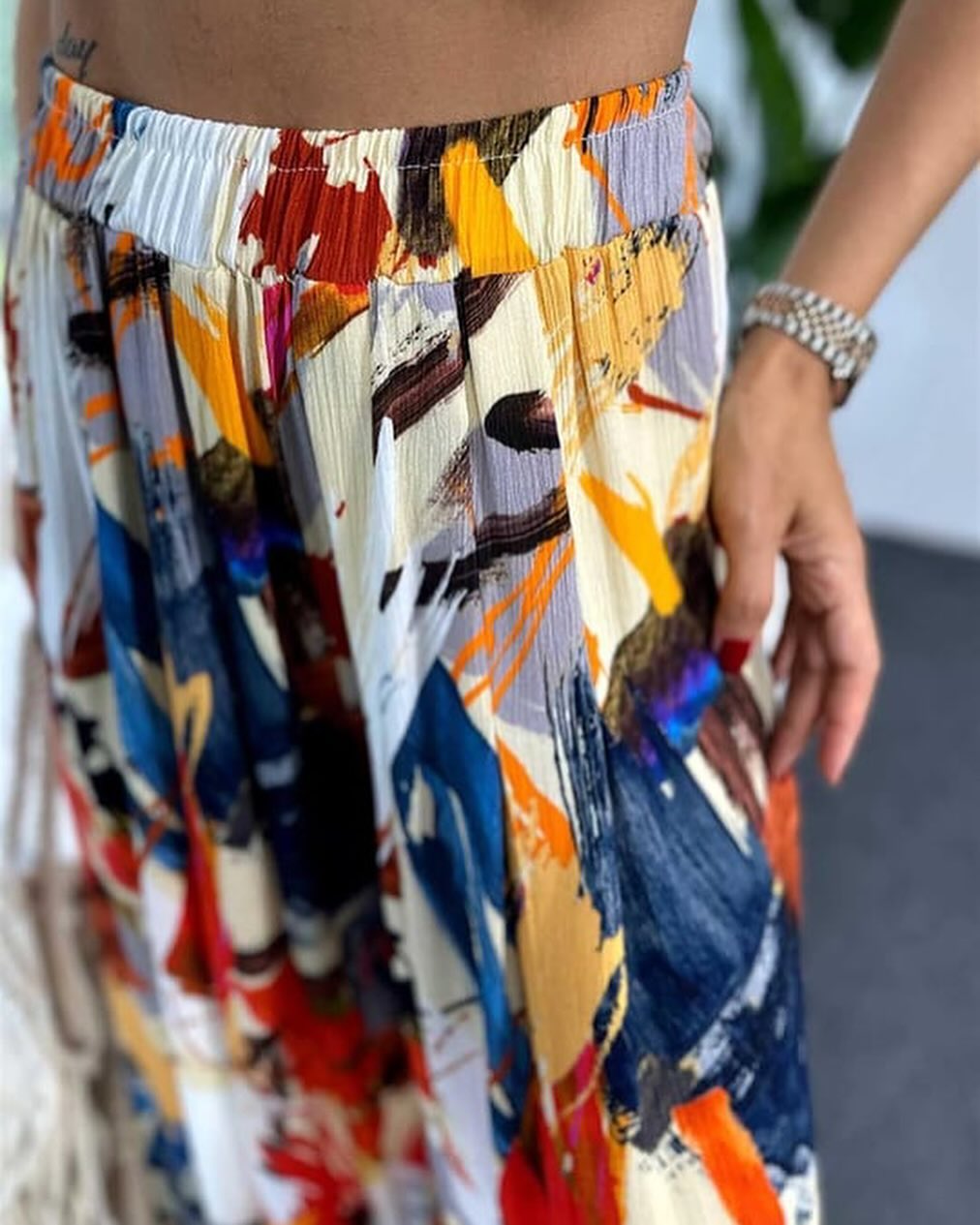Calça Pantalona Estampada Multicolorida