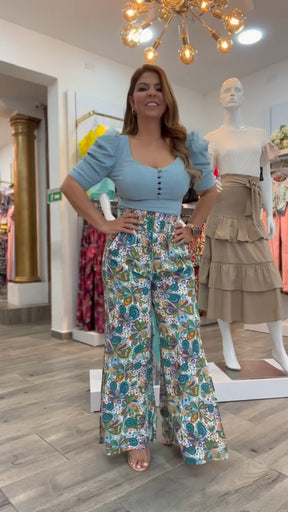 Conjunto Blusa+ Calça Pantalona Estampada "Marcela " 50% OFF !