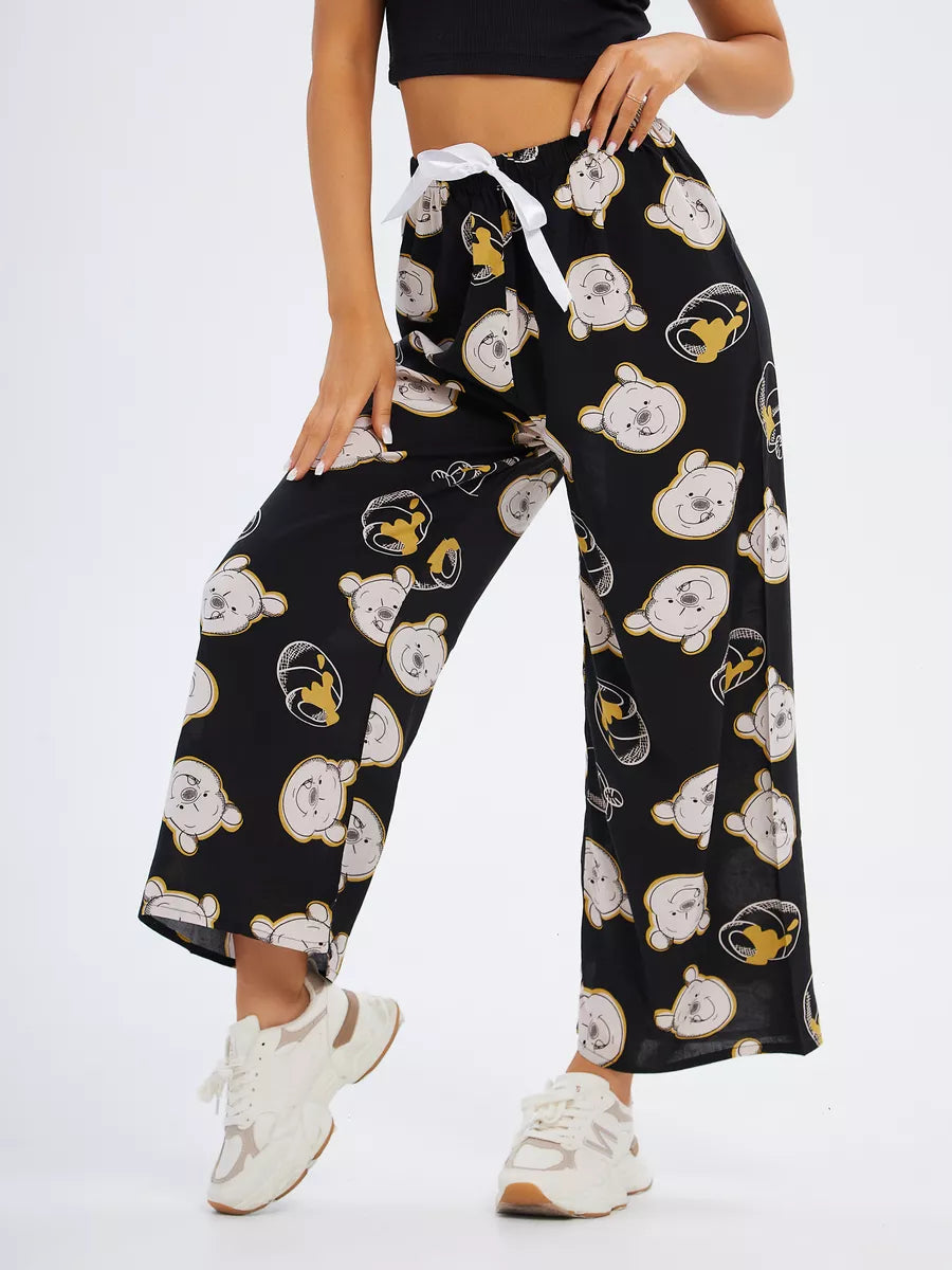 Calça Pantalona Estampada com Ursos