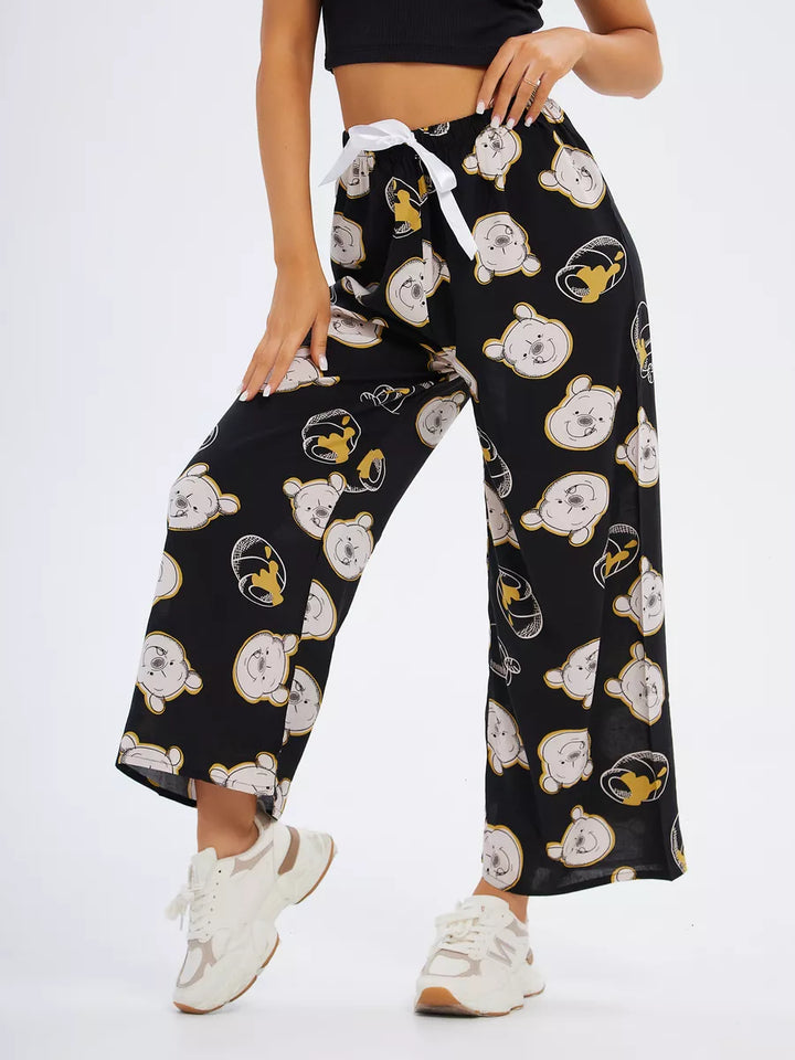 Calça Pantalona Estampada com Ursos