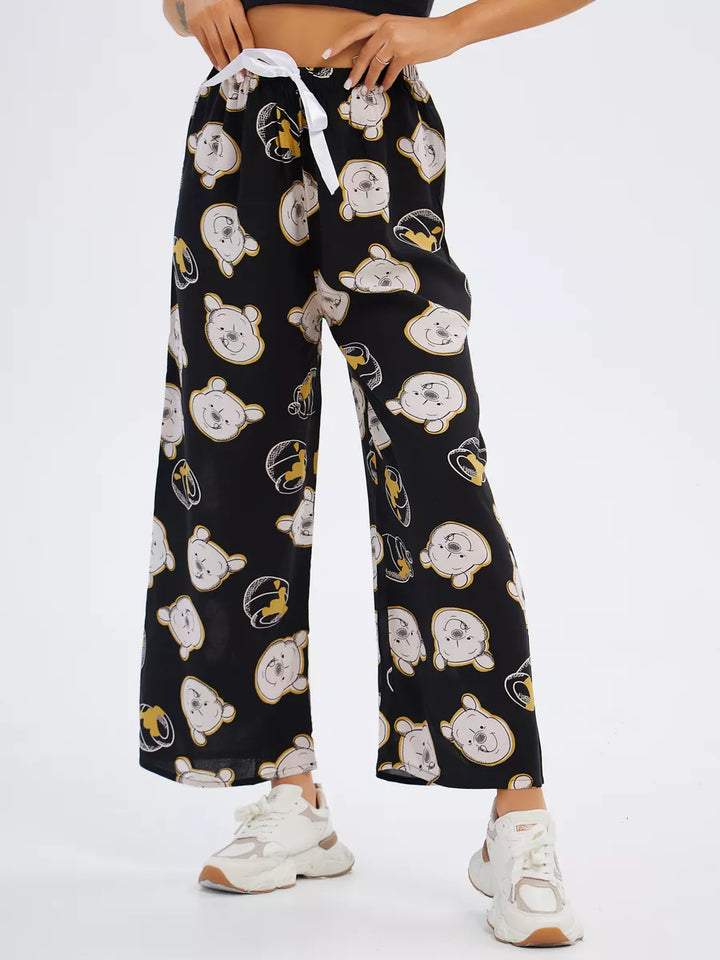 Calça Pantalona Estampada com Ursos