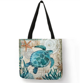 Bolsa Tote Estampada Tartaruga Marinha