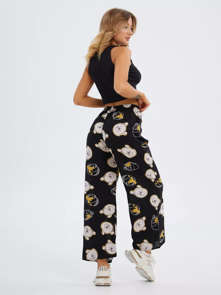 Calça Pantalona Estampada com Ursos