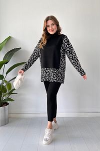 Conjunto Pima Glam: Blusa Animal Print e Calça Canelada