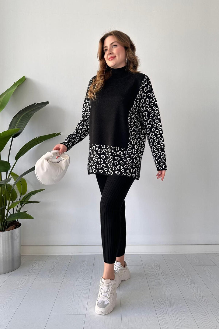 Conjunto Pima Glam: Blusa Animal Print e Calça Canelada