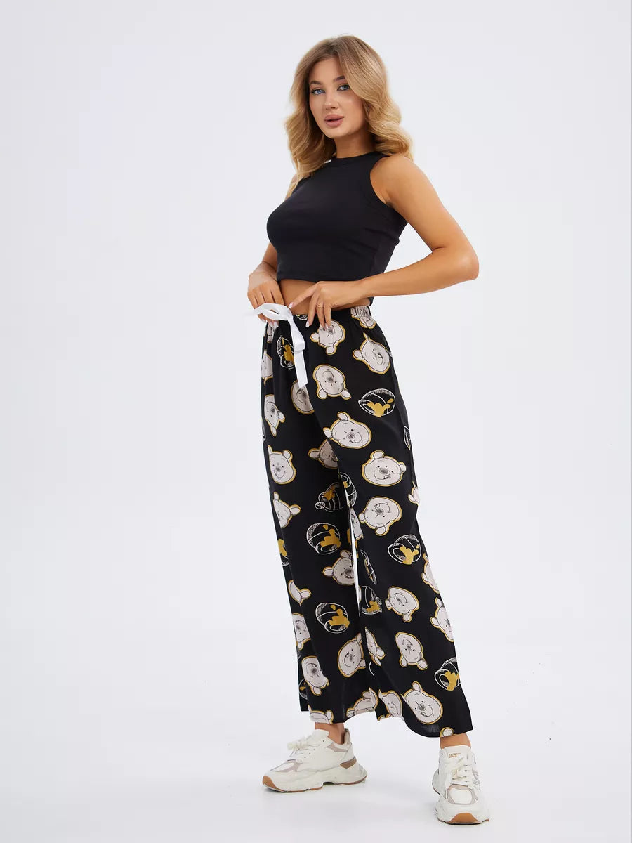 Calça Pantalona Estampada com Ursos