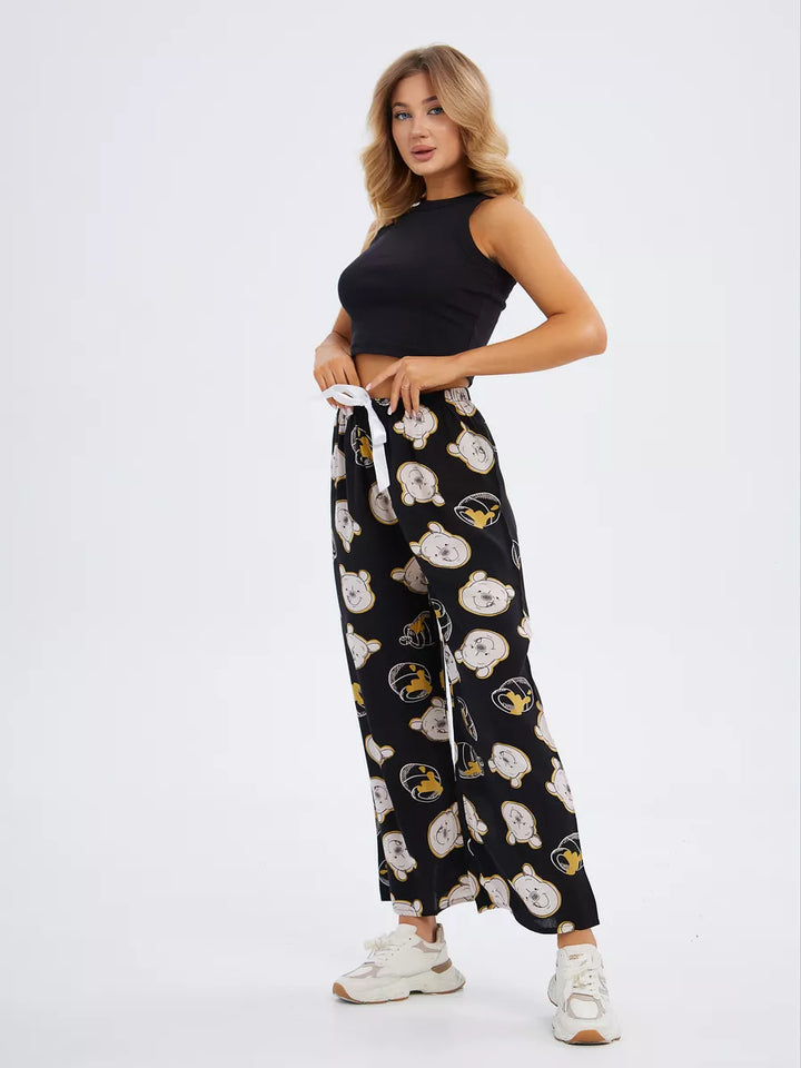 Calça Pantalona Estampada com Ursos