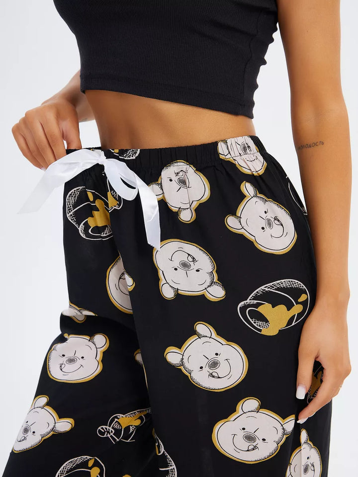 Calça Pantalona Estampada com Ursos
