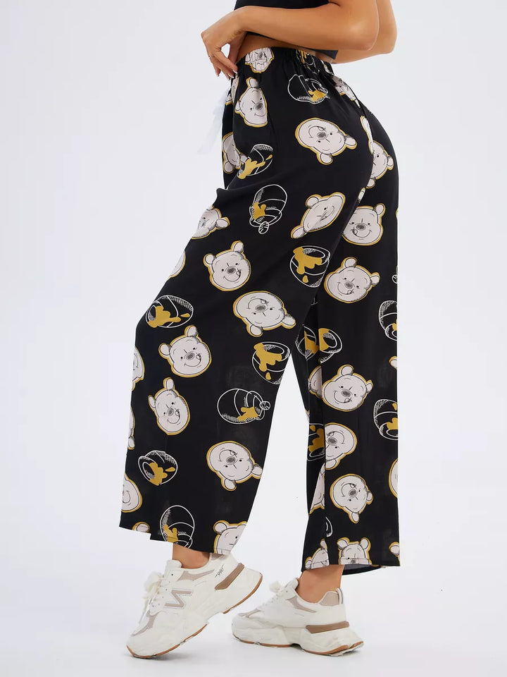 Calça Pantalona Estampada com Ursos