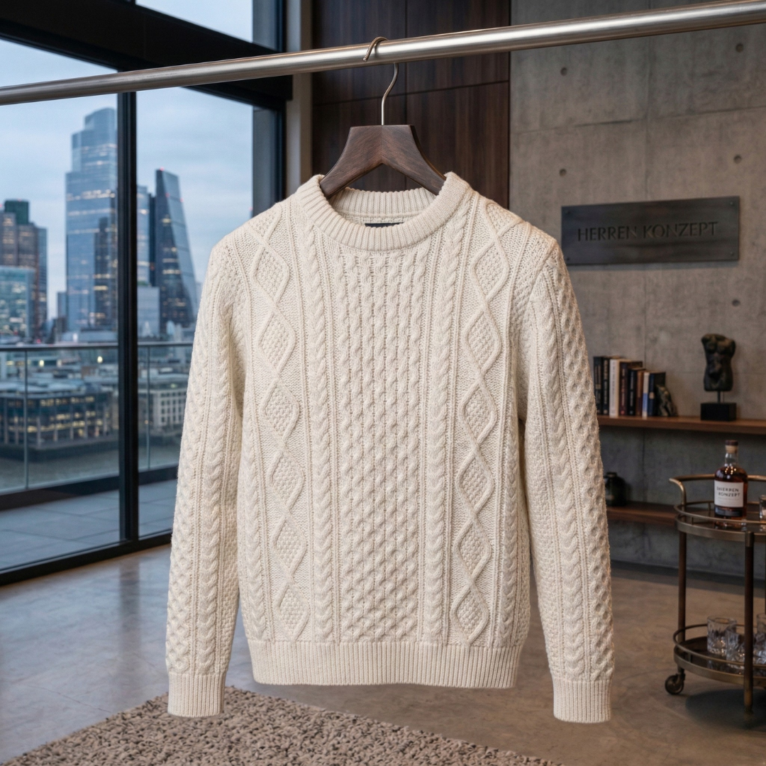 Klassischer weißer Strickpullover