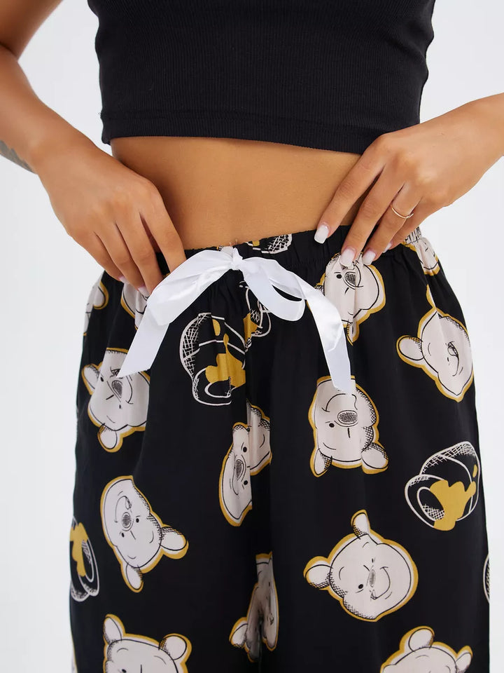 Calça Pantalona Estampada com Ursos