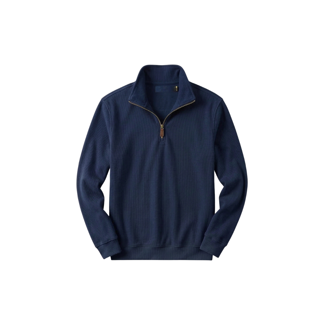 RL Herrenpullover aus Weicher Baumwolle – Stehkragen mit Reißverschluss & Lange Ärmel