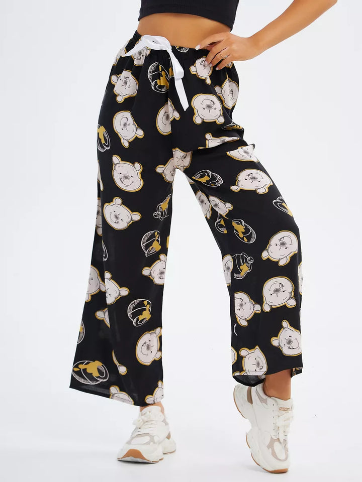Calça Pantalona Estampada com Ursos