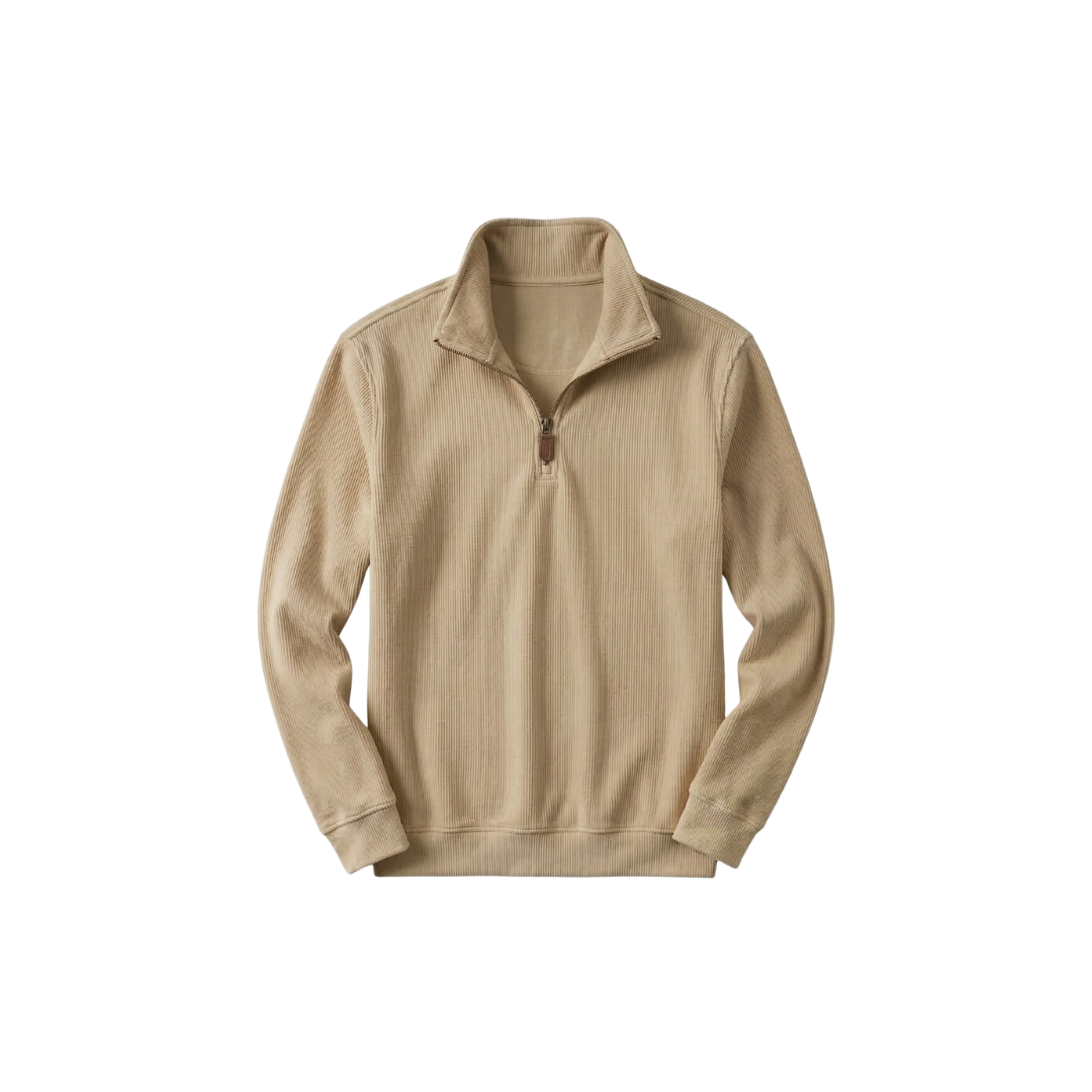 RL Herrenpullover aus Weicher Baumwolle – Stehkragen mit Reißverschluss & Lange Ärmel