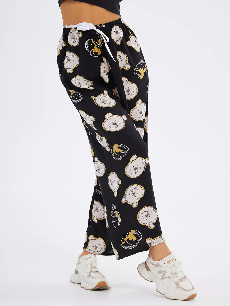 Calça Pantalona Estampada com Ursos