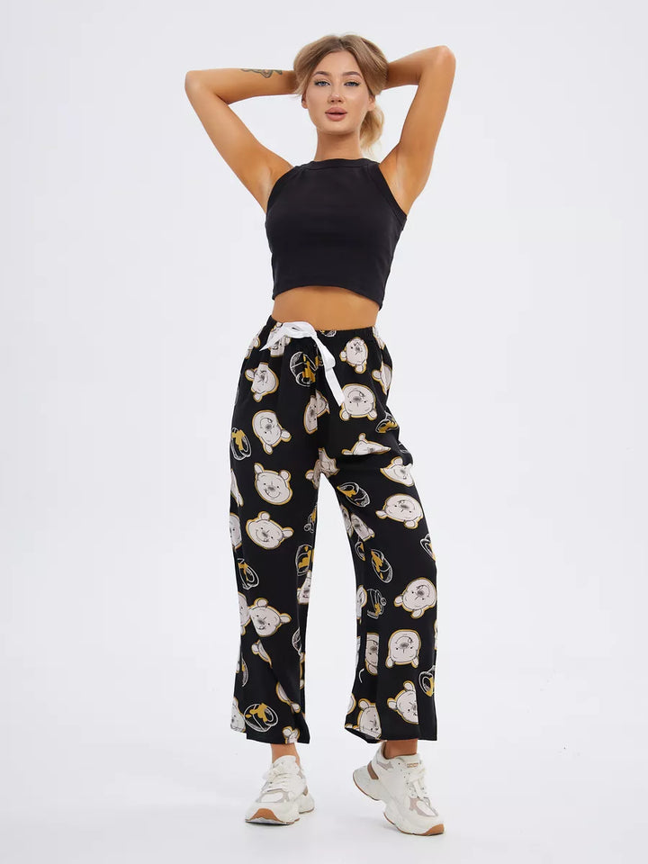 Calça Pantalona Estampada com Ursos