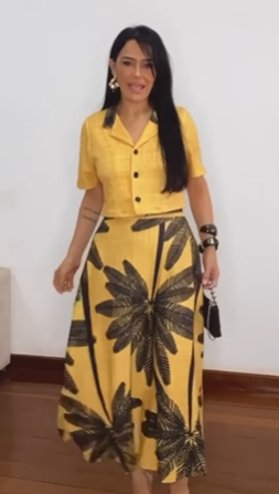 Conjunto Tropical Estampa Maxi Folhas