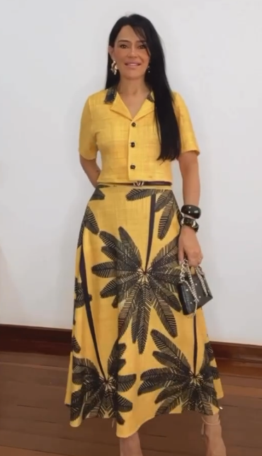 Conjunto Tropical Estampa Maxi Folhas