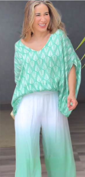 Conjunto Feminino Blusa e Pantalona Verde