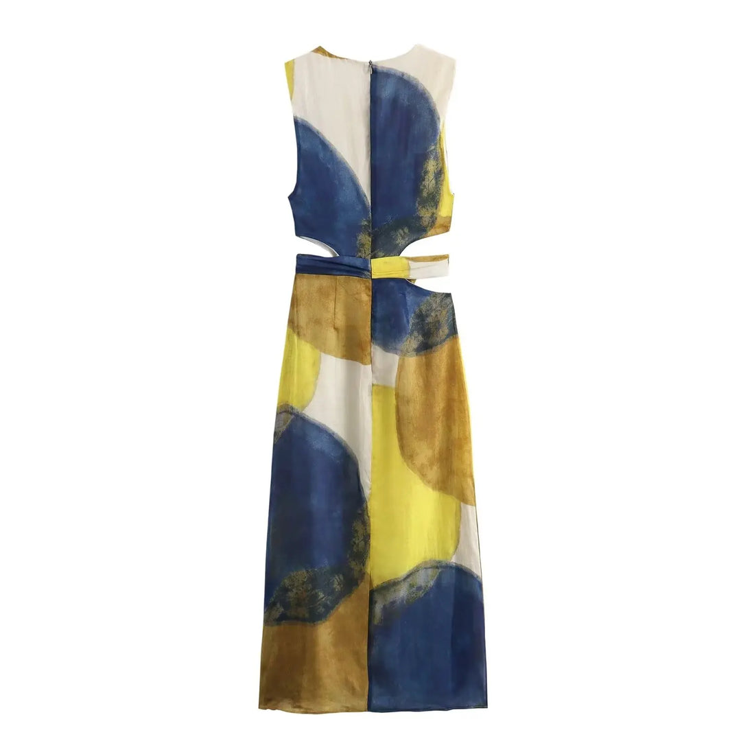 Vestido Longo Estampado Summer Vibes com Recorte Lateral