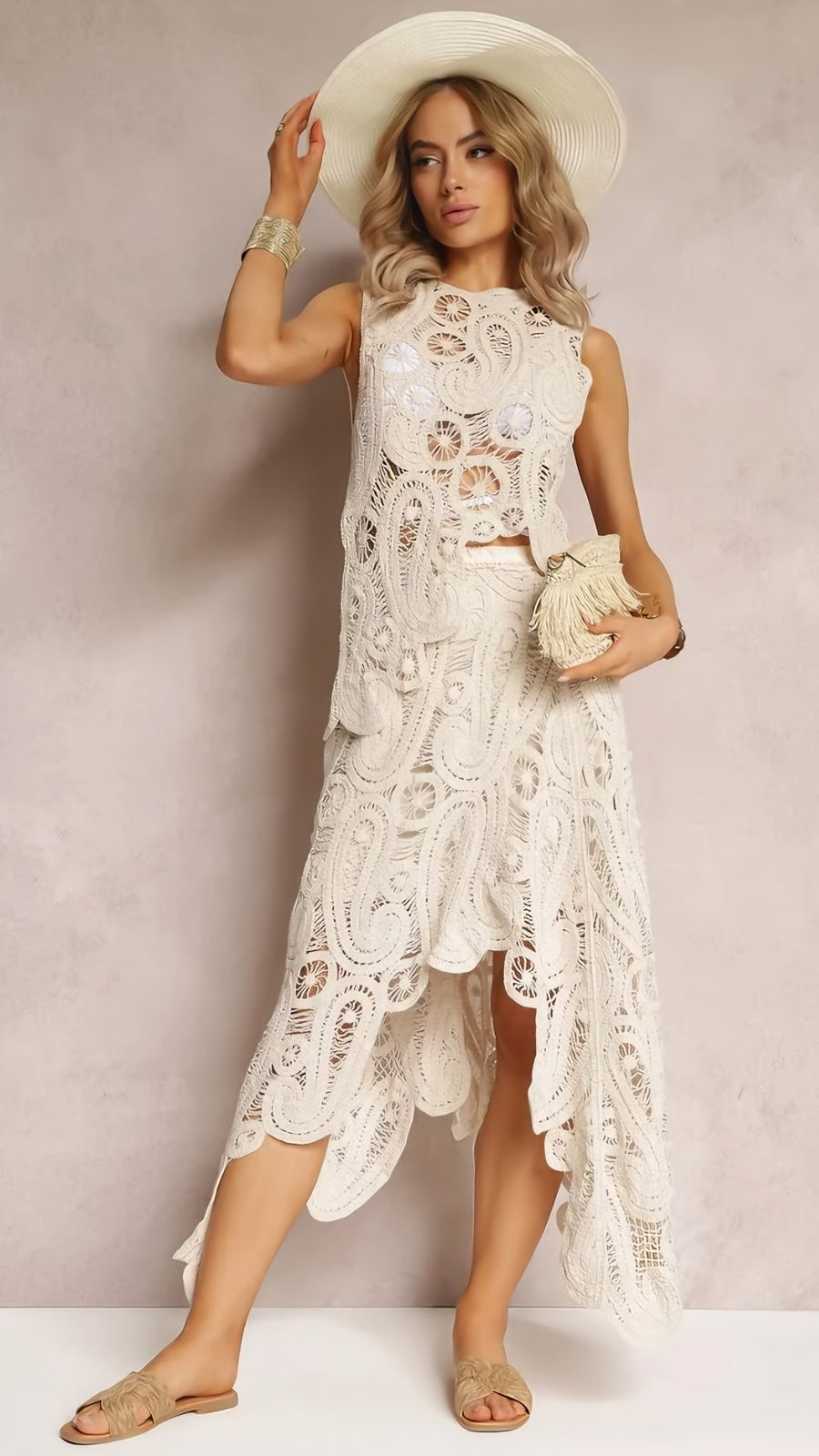 Vestido Longo Crochê Boho Branco