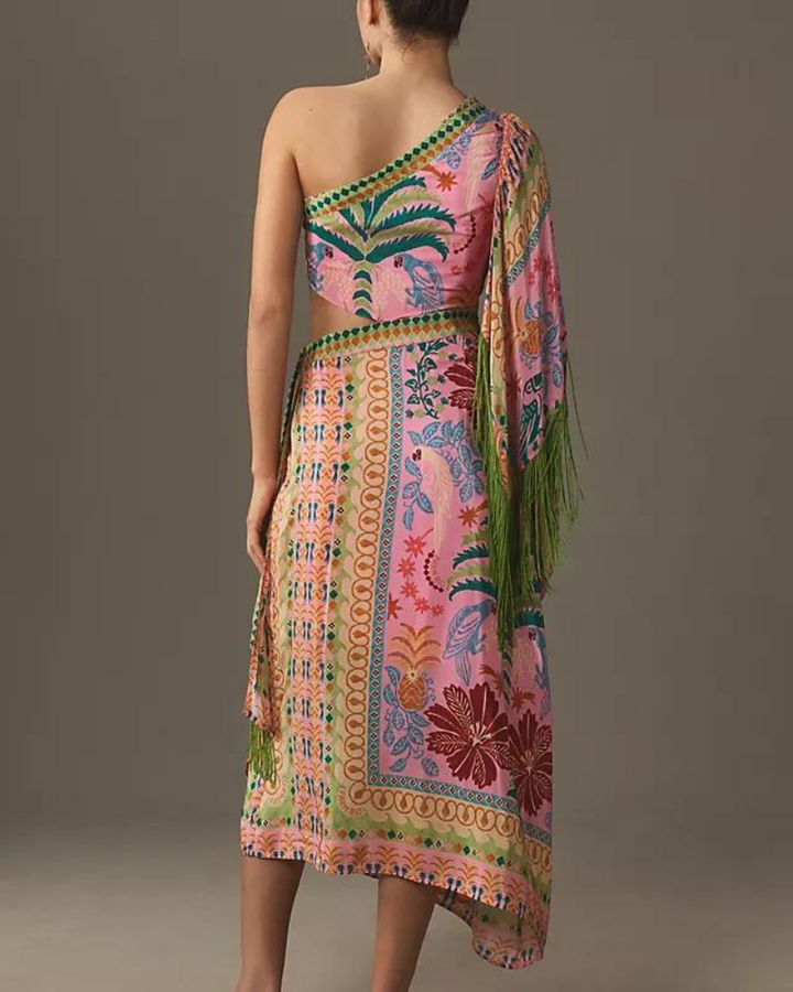 Vestido Boho Floral com Franjas