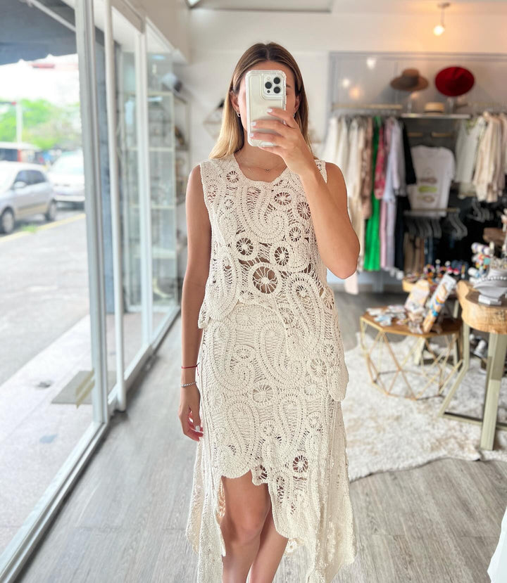 Vestido Longo Crochê Boho Branco