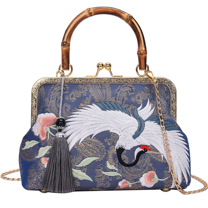 Bolsa Grulla Bordada Vintage Elegance
