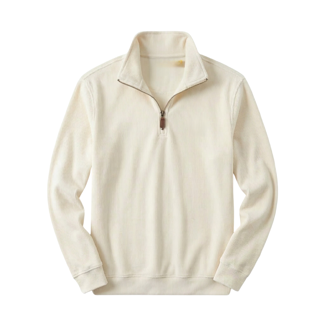 RL Herrenpullover aus Weicher Baumwolle – Stehkragen mit Reißverschluss & Lange Ärmel